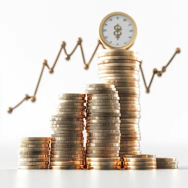 3D Finance Time Isolated white Png Background Growth Business Success Economy Icon. --s 150