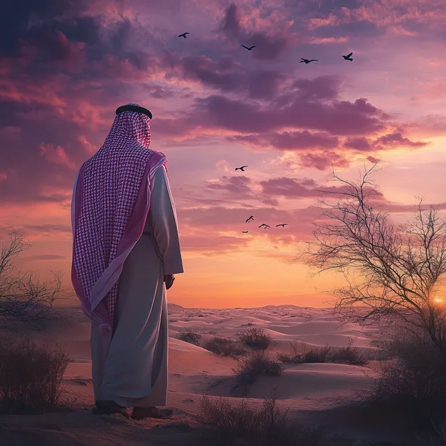 Sunset Serenity: A Man in Traditional Saudi Attire