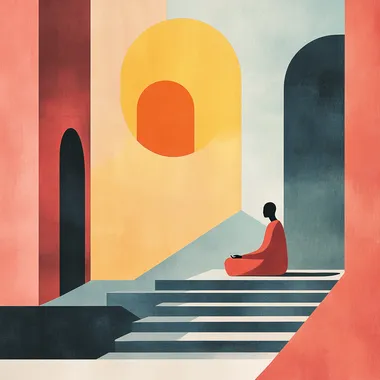 minimalist, abstract, cubist cover for a book about meditation,Illustration --s 250