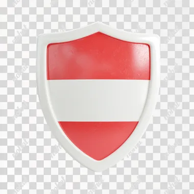 Shield Icon: A 3D plastic shield with a bold design, representing protection, security, or defense. on white background  --raw rofile 6fce9gi
