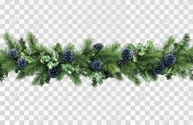 3d realistic thick, green and dark blue christmas garland on the straight line. isolated white background. minimalism. ultra realistic photo.