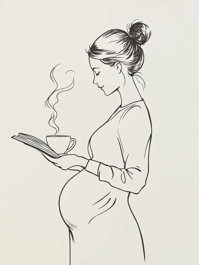 Serene Moments: A Minimalist Line Drawing of Motherhood