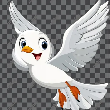 cartoon illustration of a flying gull