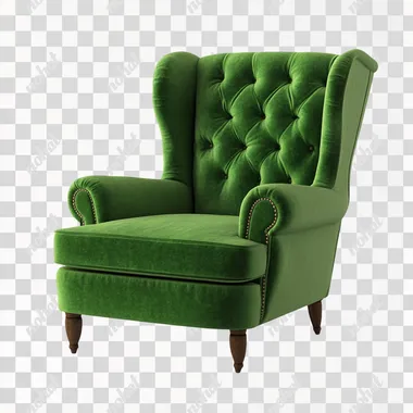 a green armchair isolated