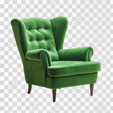 a green armchair isolated
