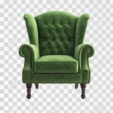 a green armchair isolated