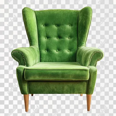 a green armchair isolated