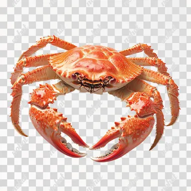 Kamchatka crab on a white background; king crab king crab on a white background; red crab with small claws on a white background; red crab curled up its claws on a white background; beautiful crab with a large shell on a white background.