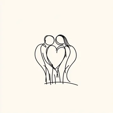 A simple illustration of love, simple black lines