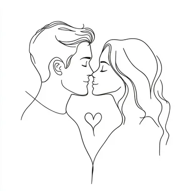 A simple illustration of love, simple black lines
