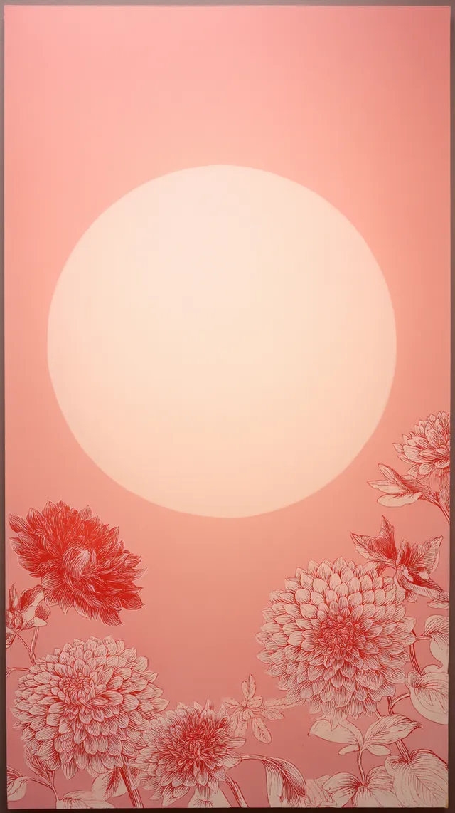 Soft Pink Sunset with Botanical Silhouettes
