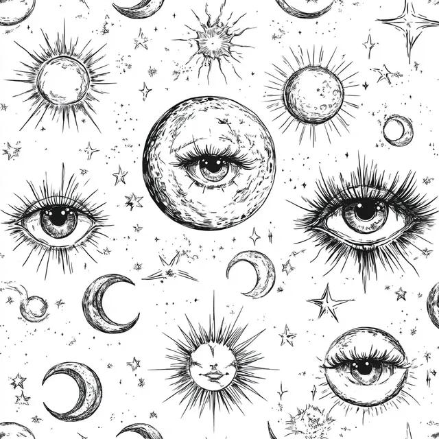 Bohemian Celestial Seamless Pattern