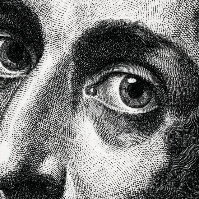 Close-Up Illustration of Spinoza's Eyes