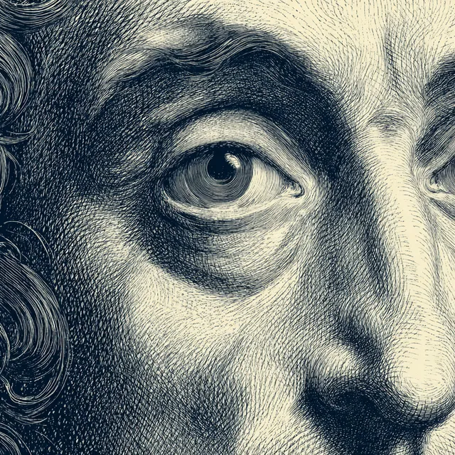 Close-up Illustration of Spinoza's Eyes