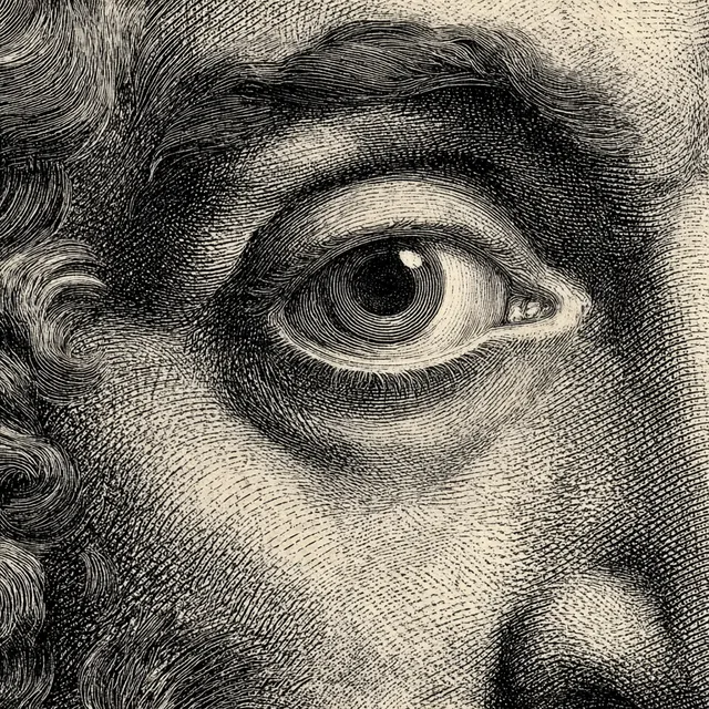 Detail of Spinoza's Eyes - Philosophical Illustration