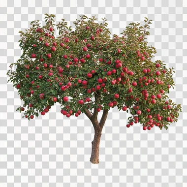 lone apple tree, white background, photo