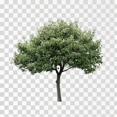 lone apple tree, white background, photo
