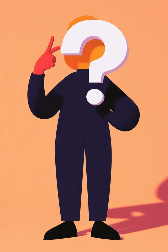 Cartoon Character in Living Room Asking a Question with Curiosity