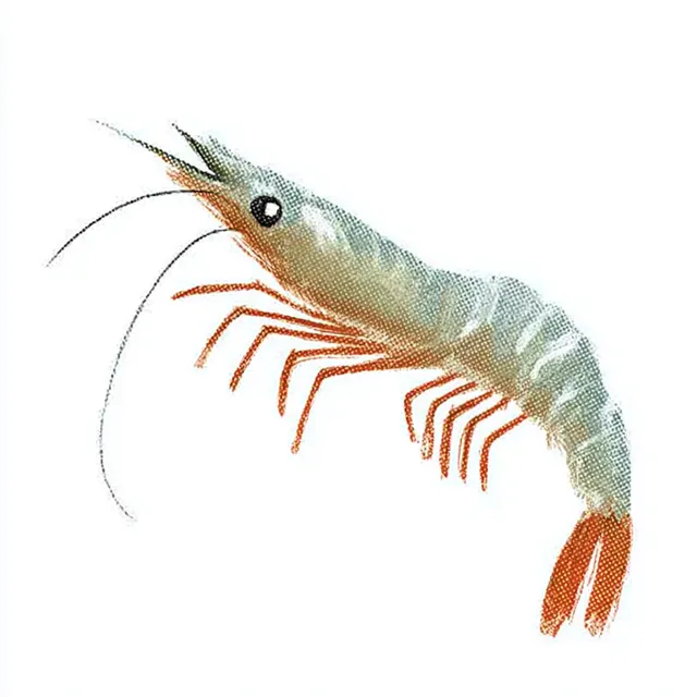 Hand-Drawn Colored Pencil Shrimp Illustration