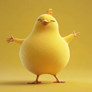 Yellow Fat Disco chicken dancing, 3d animation, Disney style
