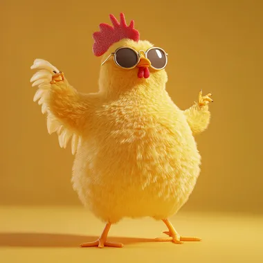 Yellow Fat Disco chicken dancing, 3d animation, Disney style