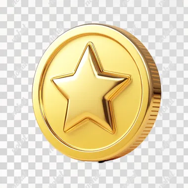 A golden coin with the center featuring an icon in a star shape, rendered as a game avatar icon. The background is light yellow and has a simple design style that captures the essence of simplicity. It's designed to be round in appearance, and within its circular frame lies another circle. This overall composition creates a sense of vitality and dynamism, with a clean aesthetic that gives off a warm lighting. --s 250