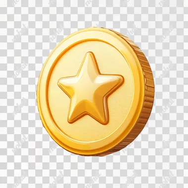 A golden coin with the center featuring an icon in a star shape, rendered as a game avatar icon. The background is light yellow and has a simple design style that captures the essence of simplicity. It's designed to be round in appearance, and within its circular frame lies another circle. This overall composition creates a sense of vitality and dynamism, with a clean aesthetic that gives off a warm lighting. --s 250