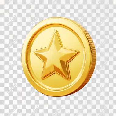A golden coin with the center featuring an icon in a star shape, rendered as a game avatar icon. The background is light yellow and has a simple design style that captures the essence of simplicity. It's designed to be round in appearance, and within its circular frame lies another circle. This overall composition creates a sense of vitality and dynamism, with a clean aesthetic that gives off a warm lighting. --s 250