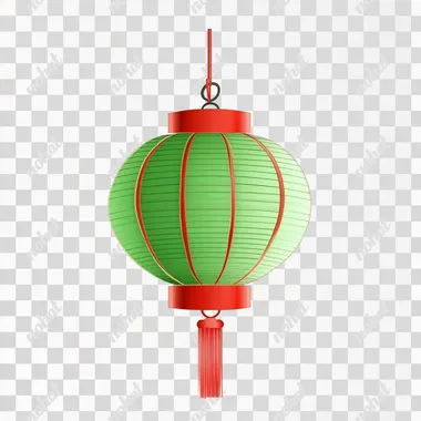 a cute Chinese lantern in red and green, cartoon style, clipart, 4K isolated on a white background