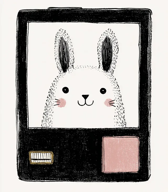 Adorable Fluffy Bunny in a Polaroid Photo