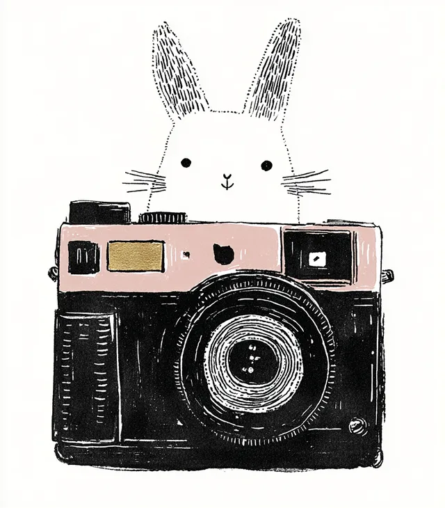 Cute Bunny Polaroid Drawing