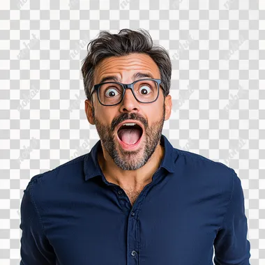 a 40 years old entrepreneur positively surprised seen in full with white background