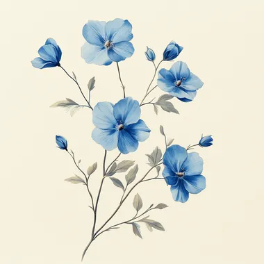 vintage blue flower vine botanical illustration, botanical vintage poster --s 250