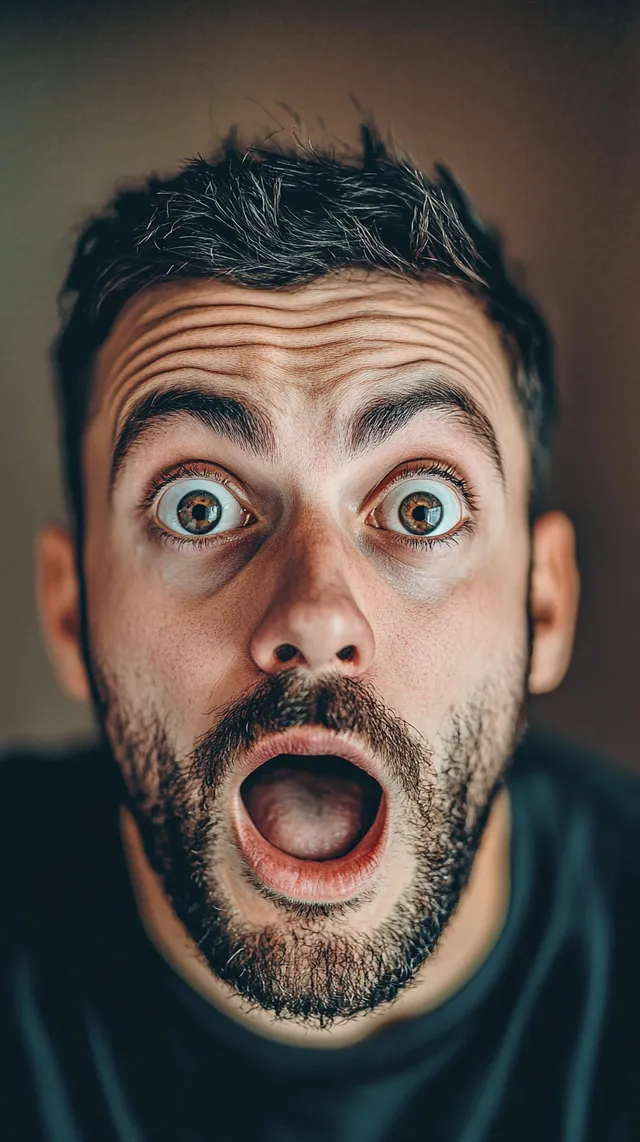 Surprised Man Staring Directly at the Camera