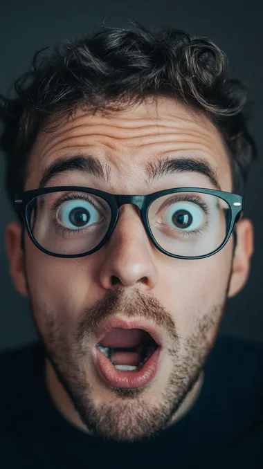 shocked man looking at the camera