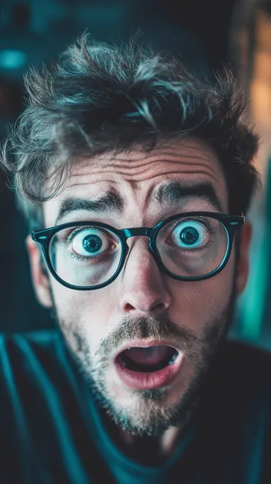 shocked man looking at the camera