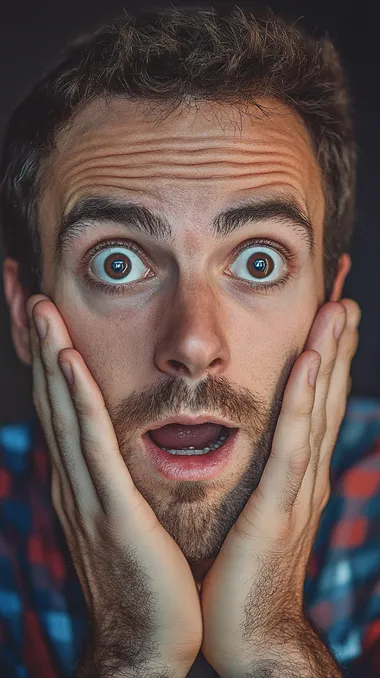 shocked man looking at the camera