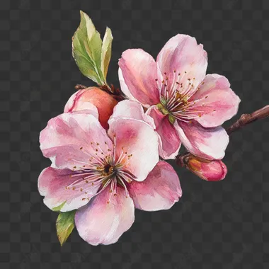 peach tree flower. watercolor painting, no background