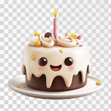 a cute Birthday cake, 3d hd cartoon , 4k daytime, vector, illustration, white background,