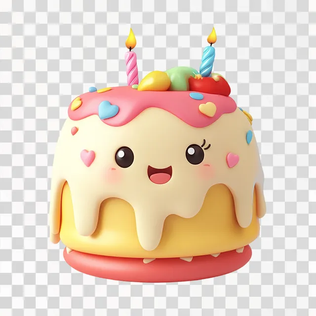 PNG Cute Cartoon Birthday Cake Illustration