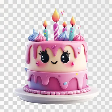 a cute Birthday cake, 3d hd cartoon , 4k daytime, vector, illustration, white background,