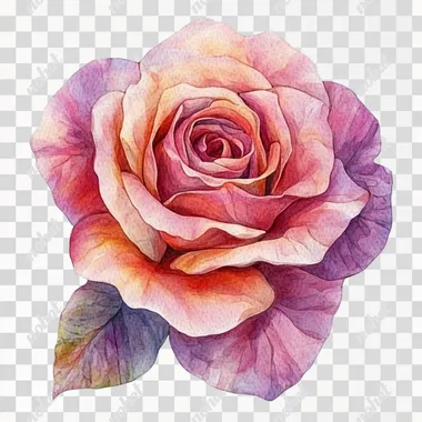 rose, watercolor, white background, isolated on white background