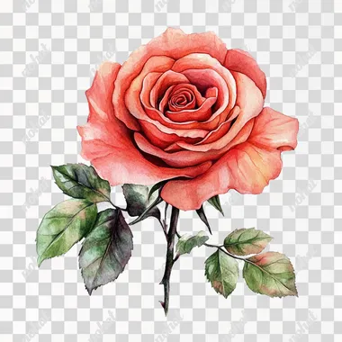rose, watercolor, white background, isolated on white background