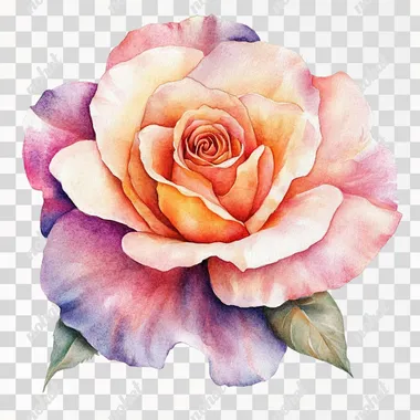 rose, watercolor, white background, isolated on white background