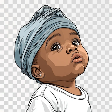 cute baby drooling with a durag, cartoon look, boy baby, cool look, rapper look, white background - @SIMplistIC (fast)
