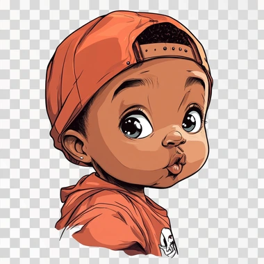 cute baby drooling with a durag, cartoon look, boy baby, cool look, rapper look, white background - @SIMplistIC (fast)