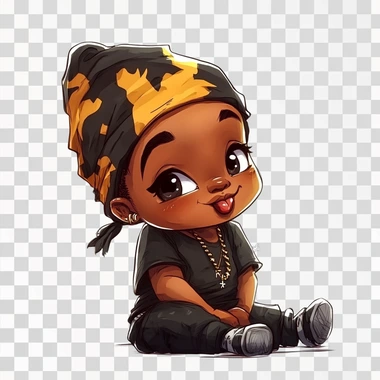 cute baby drooling with a durag, cartoon look, boy baby, cool look, rapper look, white background - @SIMplistIC (fast)