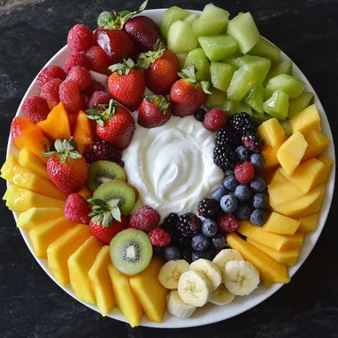 Fresh Fruit Platter with Honey Yogurt Dip