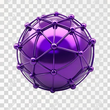 3d purple metallic icon for network on a white background