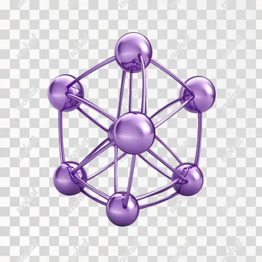 3d purple metallic icon for network on a white background
